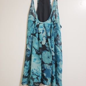 Express Teal Floral Flowy Racerback Tank Top